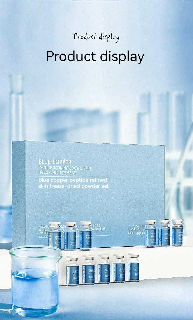 Blue Copper Peptide Freeze-Dried Powder Set Oligopeptide Anti Wrinkle Essence Shrink Pores Acne Treatment Skincare Serum 20pcs by Reinvent Yourself