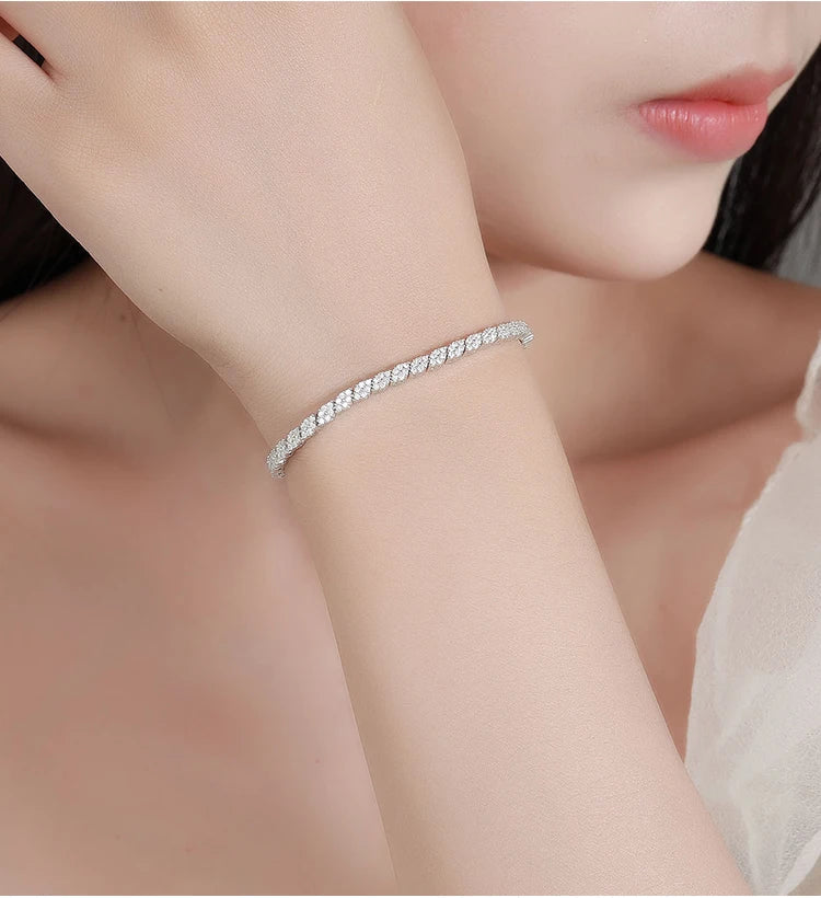 NKHOG Full Moissanite Tennis Bracelets S925 Silver Sparkling Diamond Women Men Party Wedding Bangles Jewelry Gifts GRA Certified by Reinvent Yourself