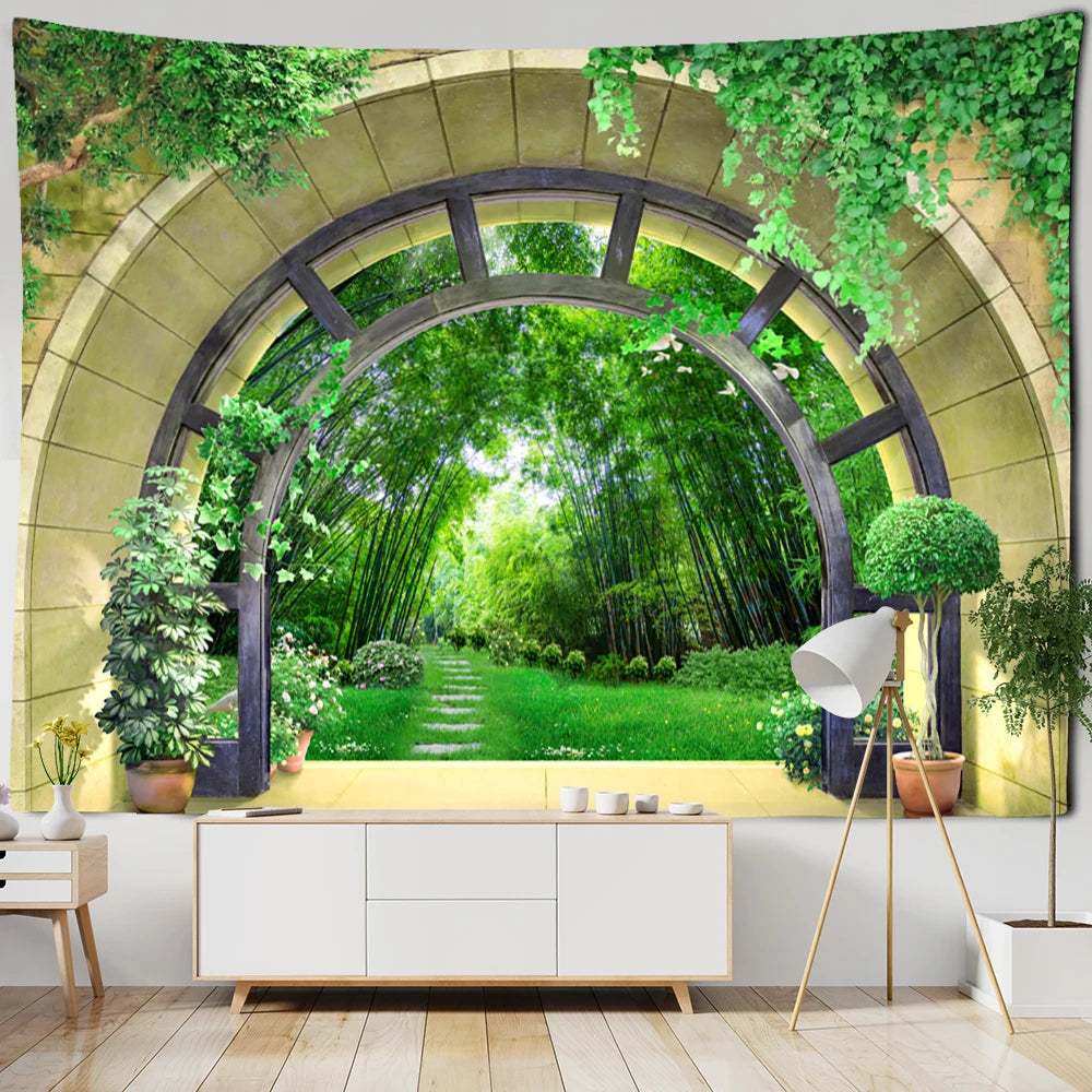 3D Window Scenery Tapestry Wall Hanging Hippie Tapiz Art Boho Natural Simple Bedroom Dorm Home Decor by Reinvent Yourself