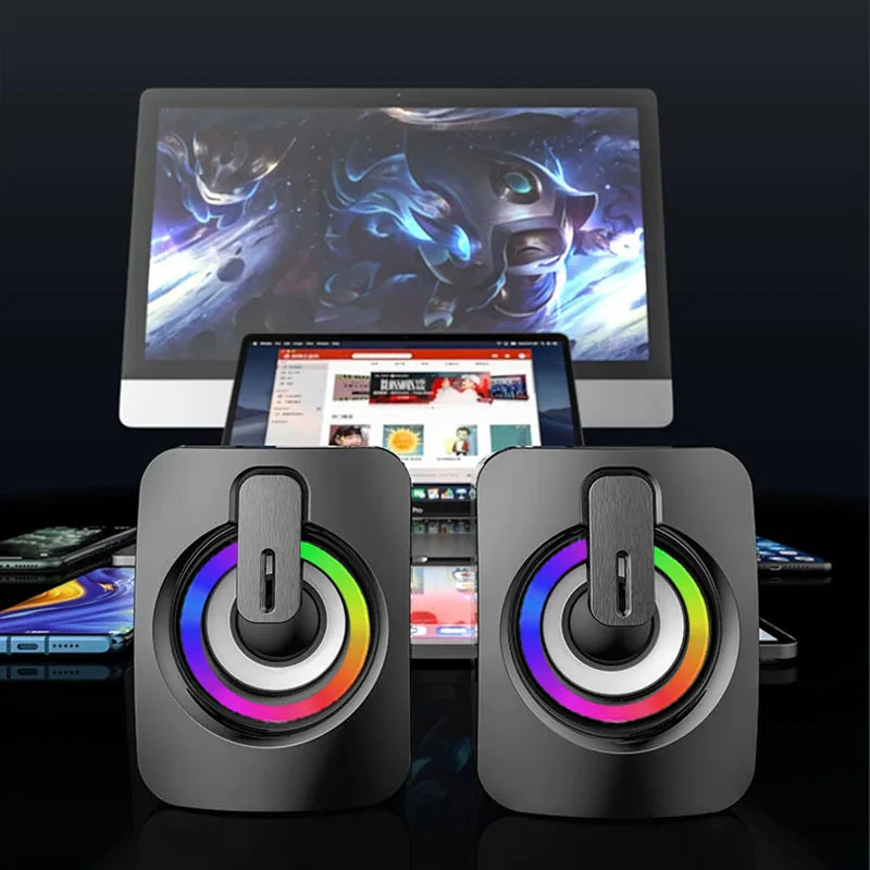 Computer Speakers PC Sound Box HIFI Stereo Microphone USB Wired Caixa De Som with LED Light For Desktop Computer by Reinvent Yourself