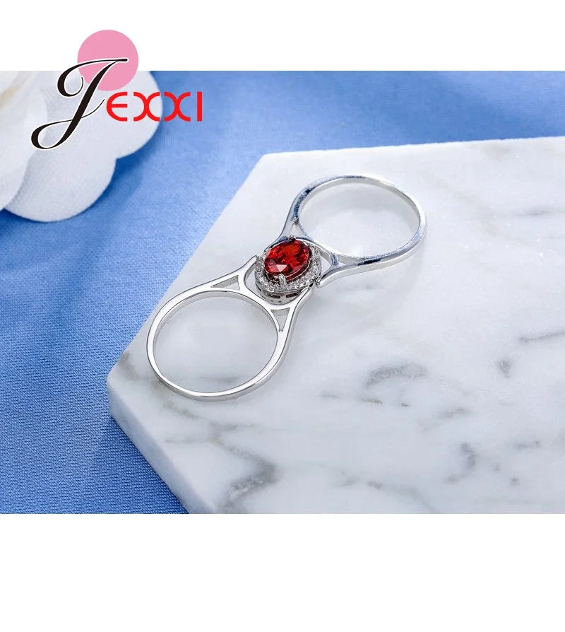 Classic CZ Crystal Jewelry Women Silver Needle Rings with 925 Stamp Elegant Wedding Engagement Bague for Lady Bijoux by Reinvent Yourself