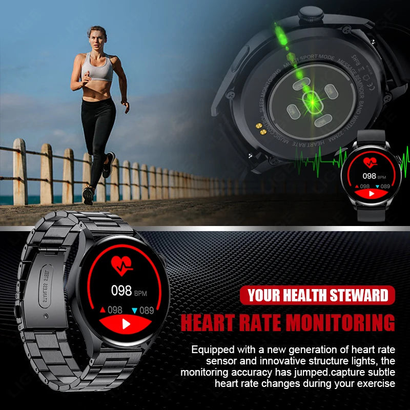 LIGE NFC Access Control Smart Watch Men Bluetooth Call Sport Fitness Men's Wristwatch Heart Rate Monitor Waterproof Smartwatch by Reinvent Yourself