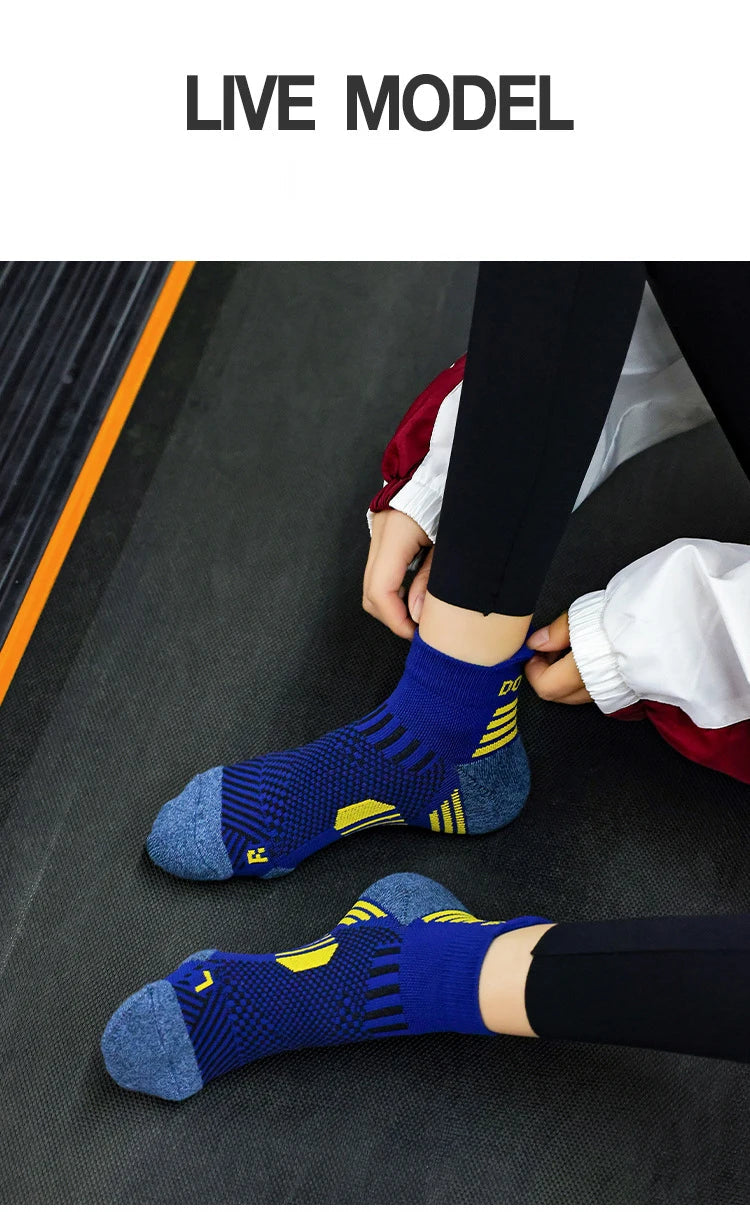 3 Pairs Marathon Socks Men Women Professional Sport Ankle Running Socks Thickened Cushioned Tube Low Cut Fitness Short Sock Mesh by Reinvent Yourself