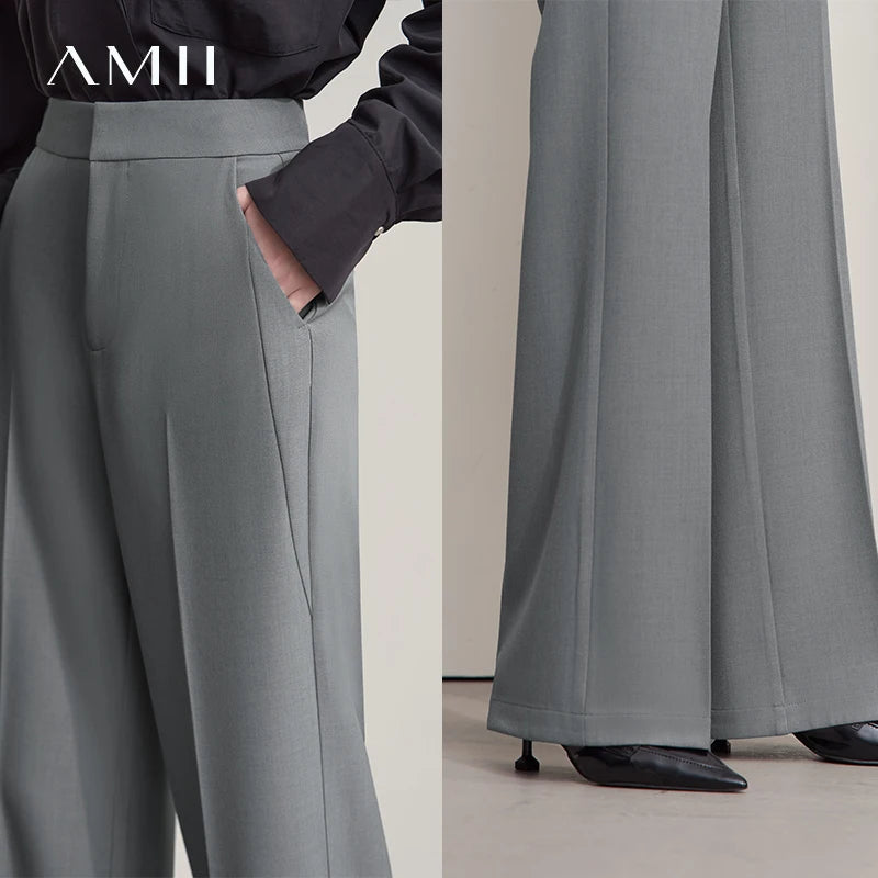 AMII Minimalist Women's Pants 2025 Autumn Solid Elegant Office Lady Simple Trousers Casual Loose Pants Woman Clothing 12553003 by Reinvent Yourself
