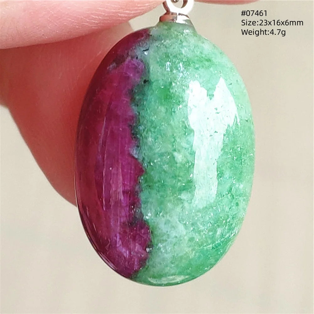 Natural Red Ruby Pendant Jewelry Love Heart Watermelon Ruby Zoisite Necklace Women Men 925 Sterling Silver AAAAA by Reinvent Yourself