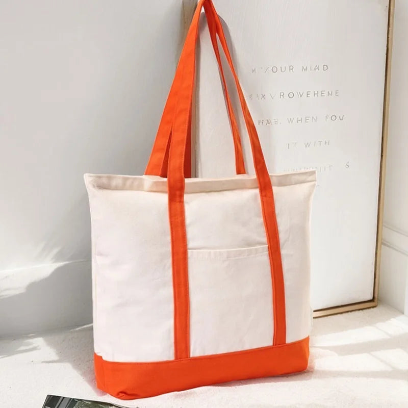 Customizable Tote Bag for Women - Reusable Cotton Canvas Grocery Bag with Logo Printing, Eco-Friendly Shoulder Handbag by Reinvent Yourself