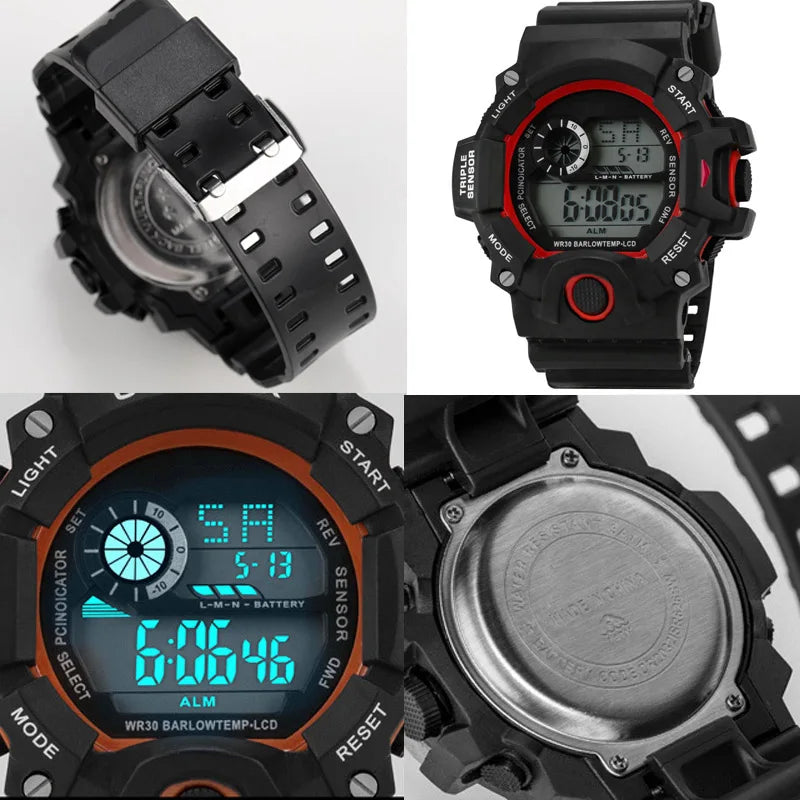 Fashion Men's Watch Sports Electronic Wristwatch Large dial Multifunctional Waterproof Luminous Alarm Kids Male's Military Watch by Reinvent Yourself