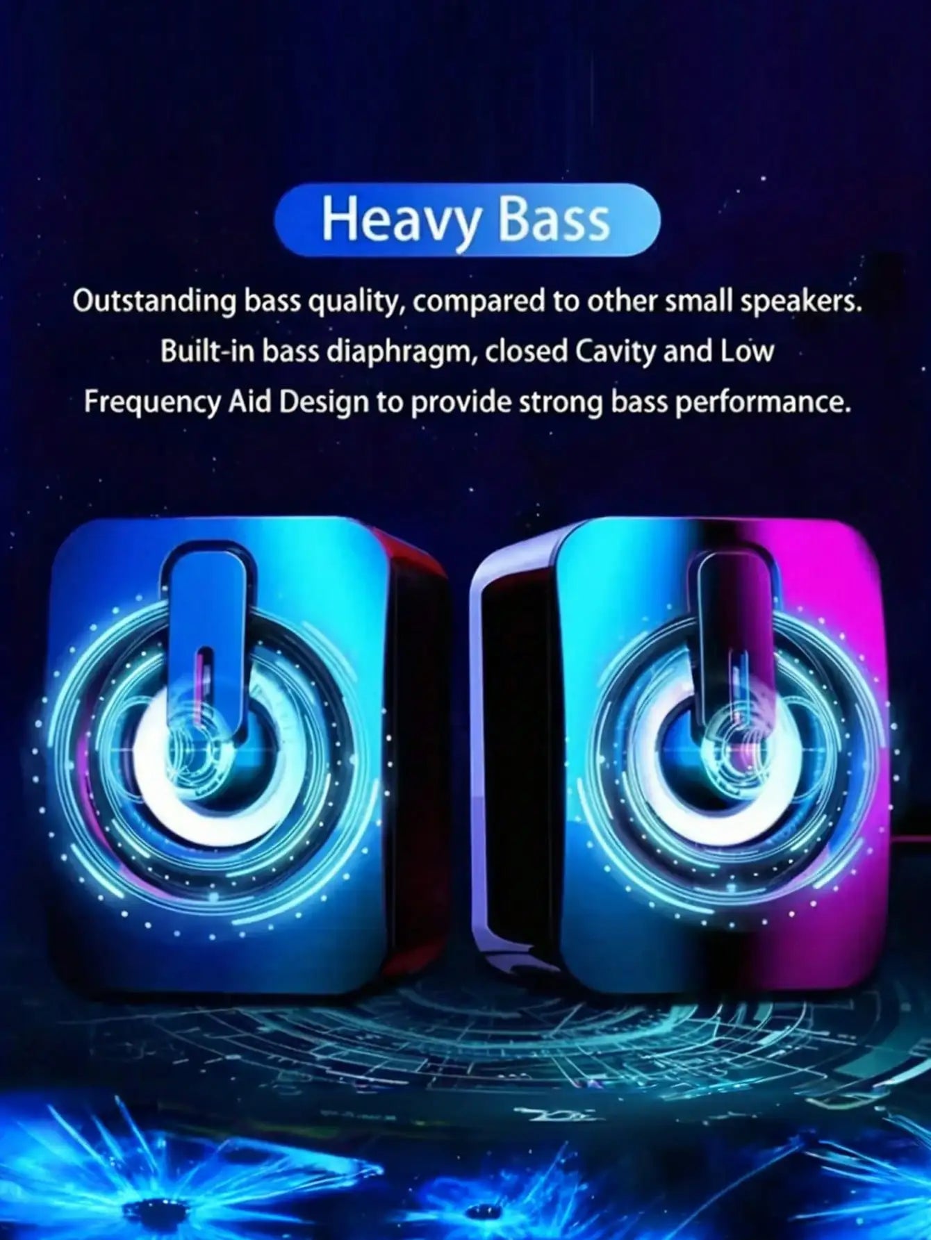 Desktop speakers powered by USB, with volume control LED lights, portable and battery-free by Reinvent Yourself