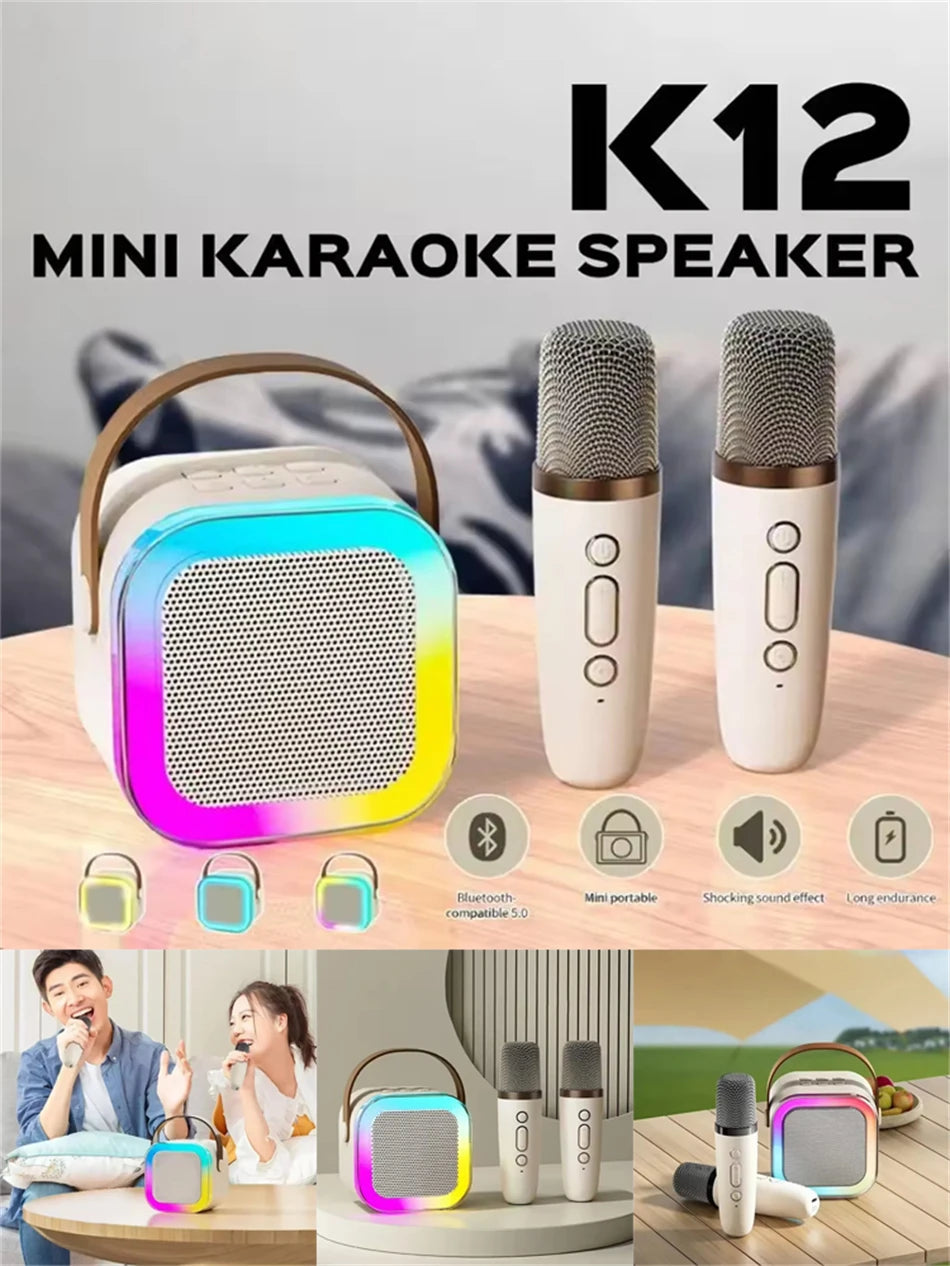 New Hot K12 Bluetooth Speaker Portable Home Cute Karaoke Mini Wireless Audio with Microphone K Song Family Singing Machine by Reinvent Yourself