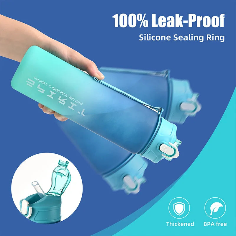 800ml/28oz Large Capacity Sports Water Bottle Leak Proof Colorful Plastic Cup Drinking Outdoor Travel Portable Gym Fitness Jugs by Reinvent Yourself