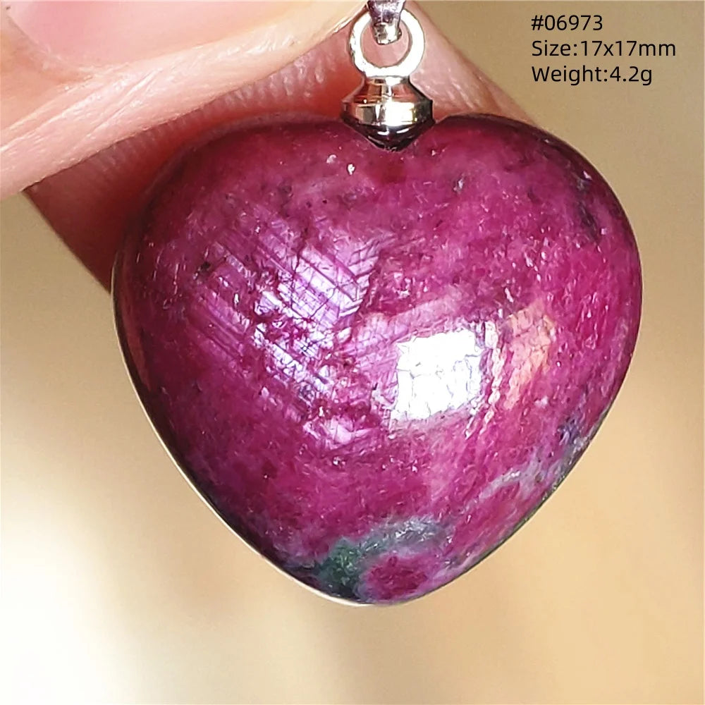Natural Red Ruby Pendant Jewelry Love Heart Watermelon Ruby Zoisite Necklace Women Men 925 Sterling Silver AAAAA by Reinvent Yourself