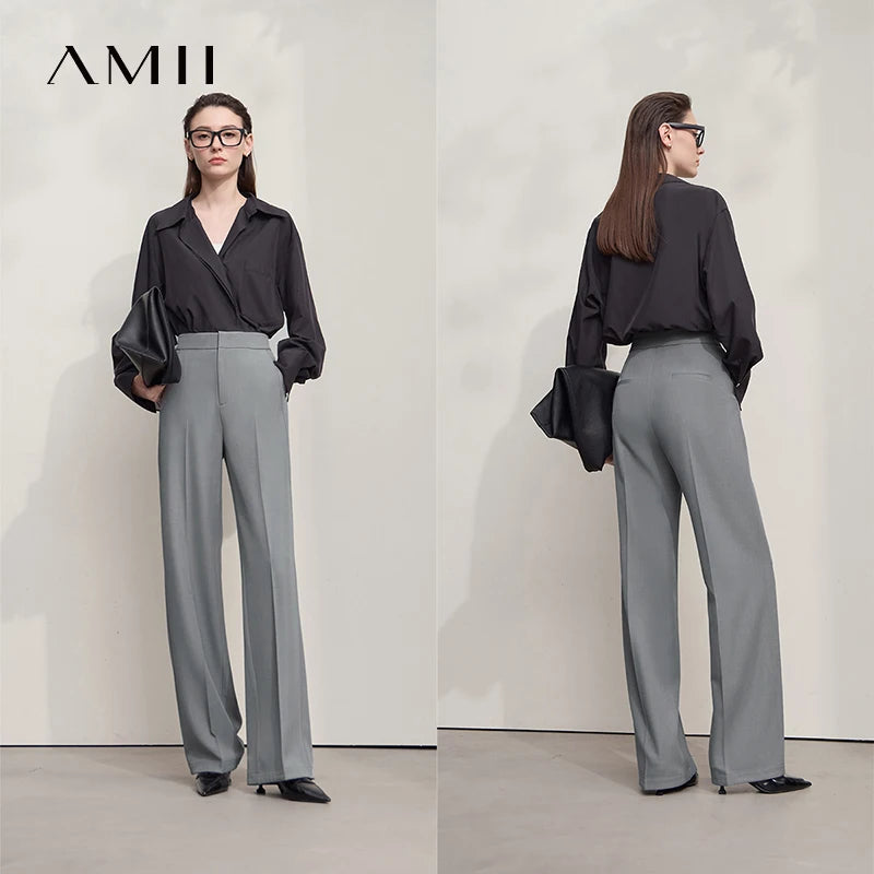 AMII Minimalist Women's Pants 2025 Autumn Solid Elegant Office Lady Simple Trousers Casual Loose Pants Woman Clothing 12553003 by Reinvent Yourself