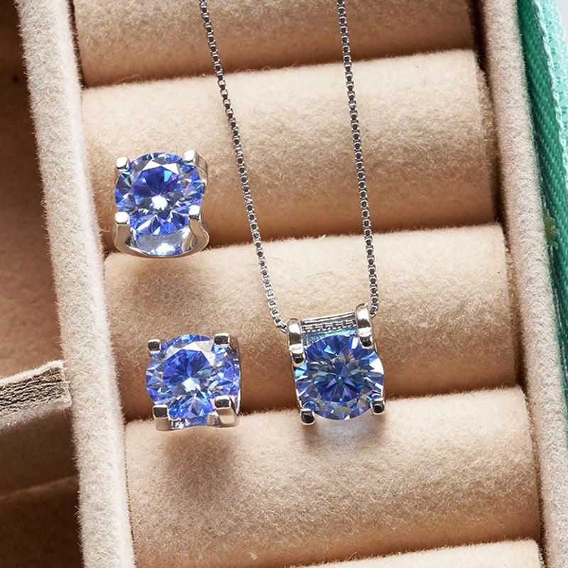 JoyceJelly 3ct D Clolor Real Moissanite Jewelry Sets Women's Sterling Silver 925 Earrings Necklace For Women Bridal Set Gifts by Reinvent Yourself