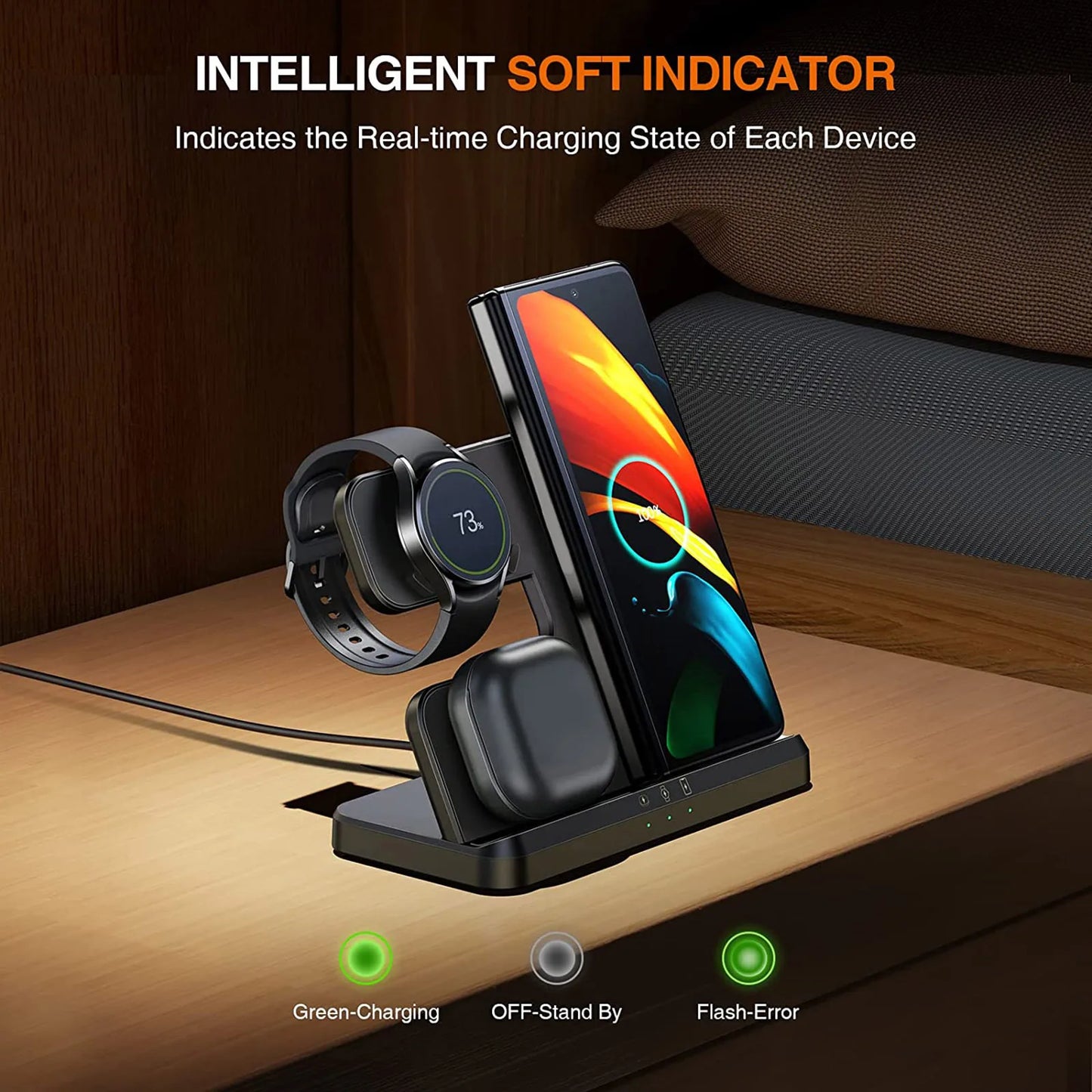 Wireless Charger 3 In 1 Stand Dock For Samsung Galaxy S24 S23 S22 Buds 2/3 Pro Galaxy watch 7 6 Induction Fast Charging Station by Reinvent Yourself