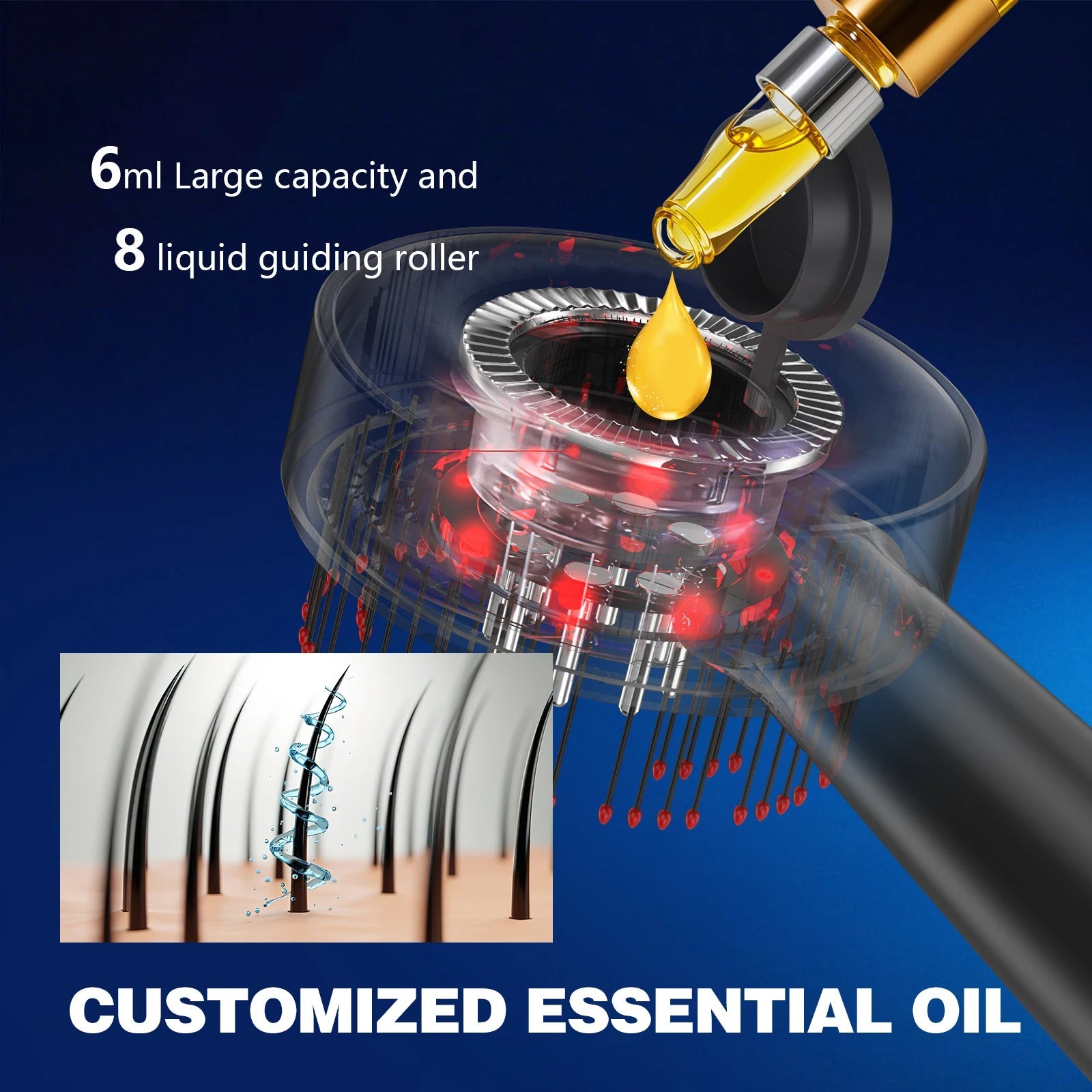 Electric Vibration Massage Comb Red Light Hair Follicle Comb Scalp Oil Liquid Applicator Head Massager Hair Growth Anti Loss by Reinvent Yourself