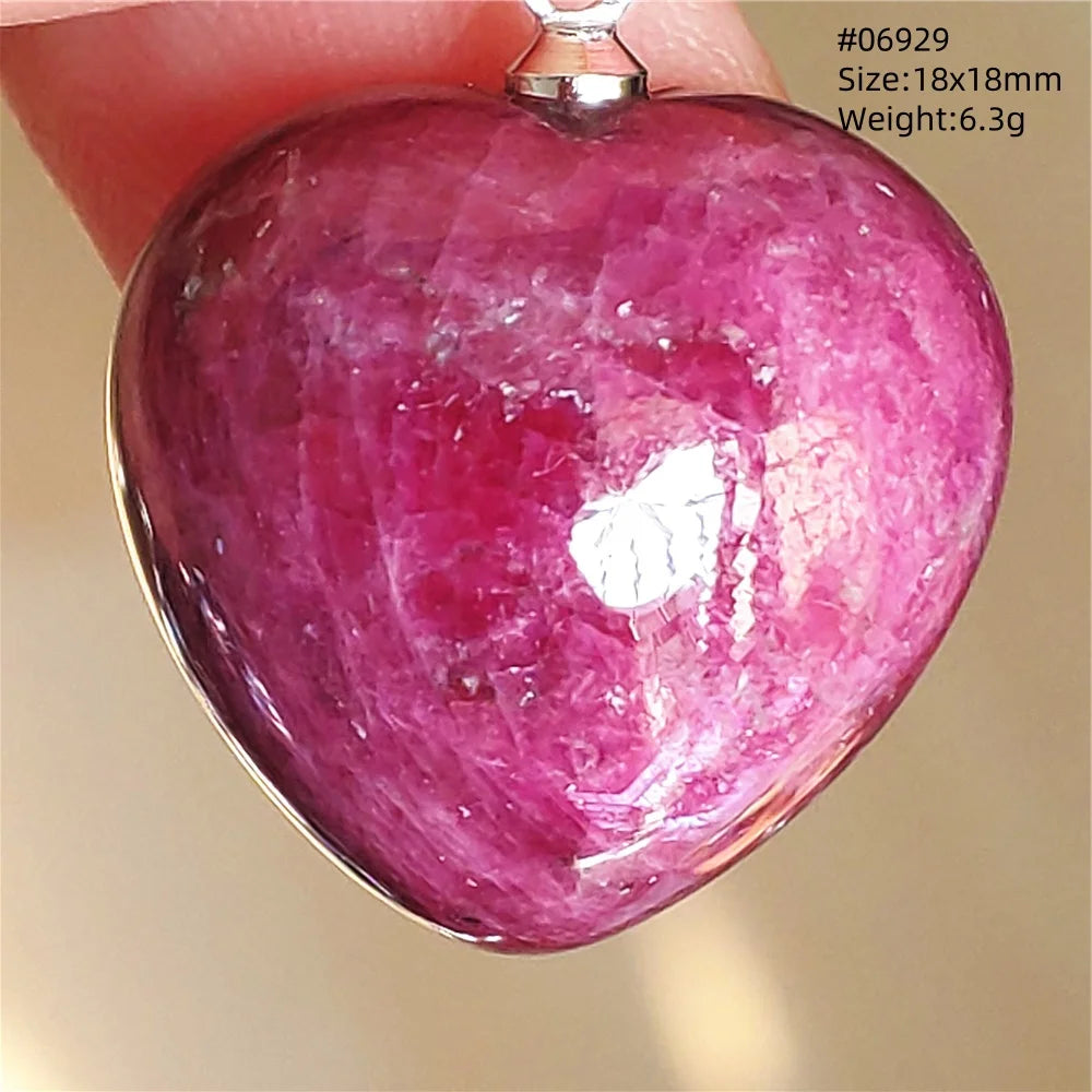 Natural Red Ruby Pendant Jewelry Love Heart Watermelon Ruby Zoisite Necklace Women Men 925 Sterling Silver AAAAA by Reinvent Yourself
