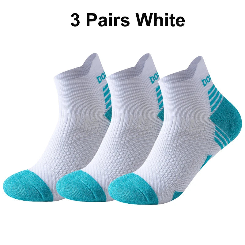 3 Pairs Marathon Socks Men Women Professional Sport Ankle Running Socks Thickened Cushioned Tube Low Cut Fitness Short Sock Mesh by Reinvent Yourself