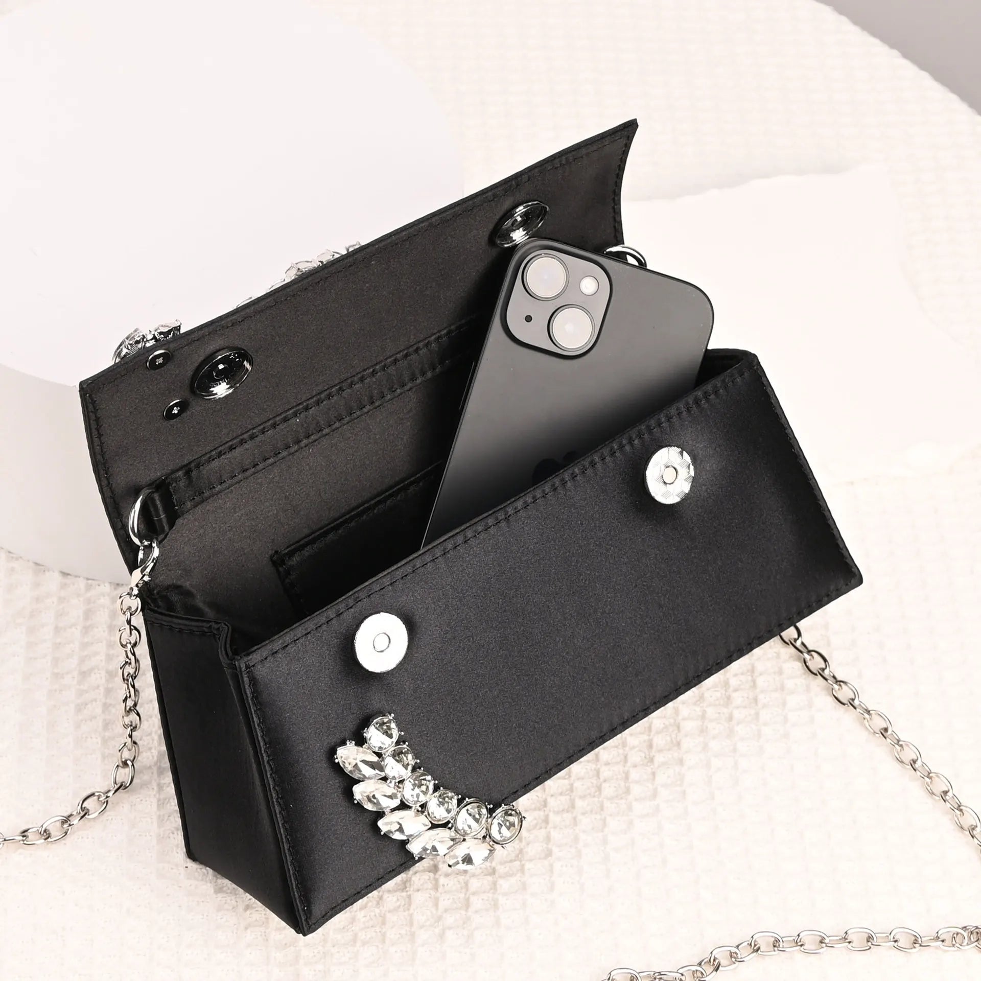 Luxury Diamond Evening Bag Clutch Satin Women Designer Handbags Crystal Silk Shoulder Crossbody Bags for Women Wedding Box Bag by Reinvent Yourself