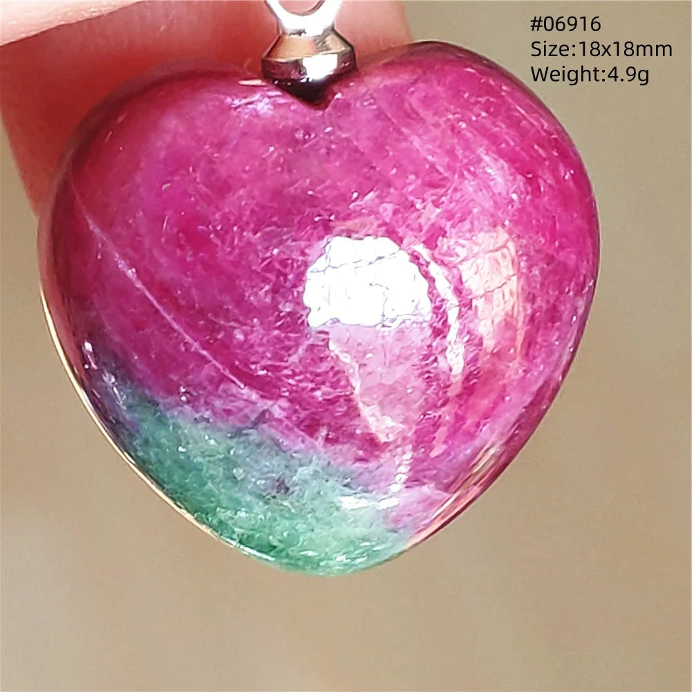 Natural Red Ruby Pendant Jewelry Love Heart Watermelon Ruby Zoisite Necklace Women Men 925 Sterling Silver AAAAA by Reinvent Yourself