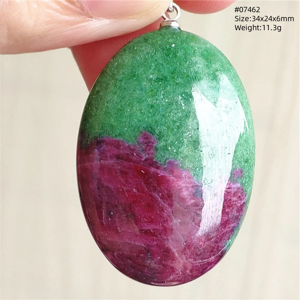 Natural Red Ruby Pendant Jewelry Love Heart Watermelon Ruby Zoisite Necklace Women Men 925 Sterling Silver AAAAA by Reinvent Yourself