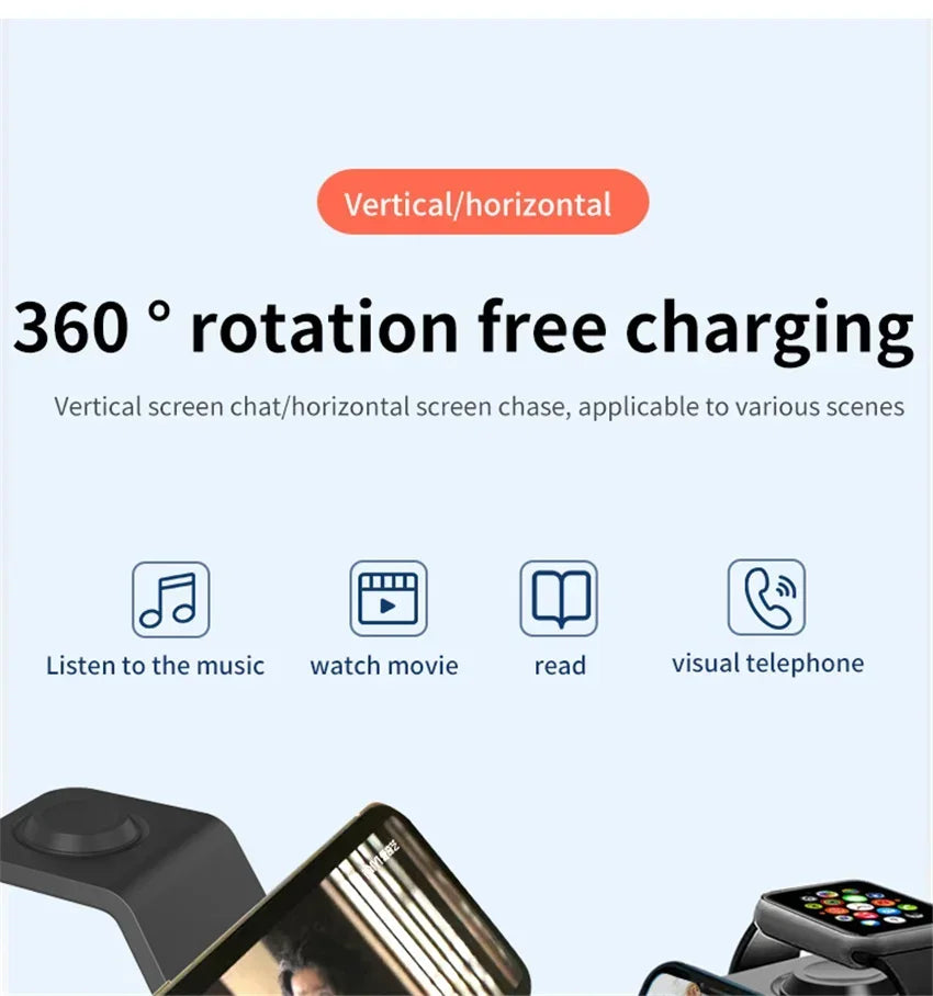 30W 3 In 1 Wireless Charger Stand Dock For iPhone 15 14 13 12 11 XS Apple Watch 8 7 AirPods Induction Fast Charging Station by Reinvent Yourself