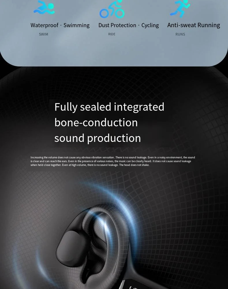 IPX8 Waterproof Bone Conduction Headphones, Open Ear Bluetooth Sport Headphones with 32GB MP3, 72H Battery Life by Reinvent Yourself