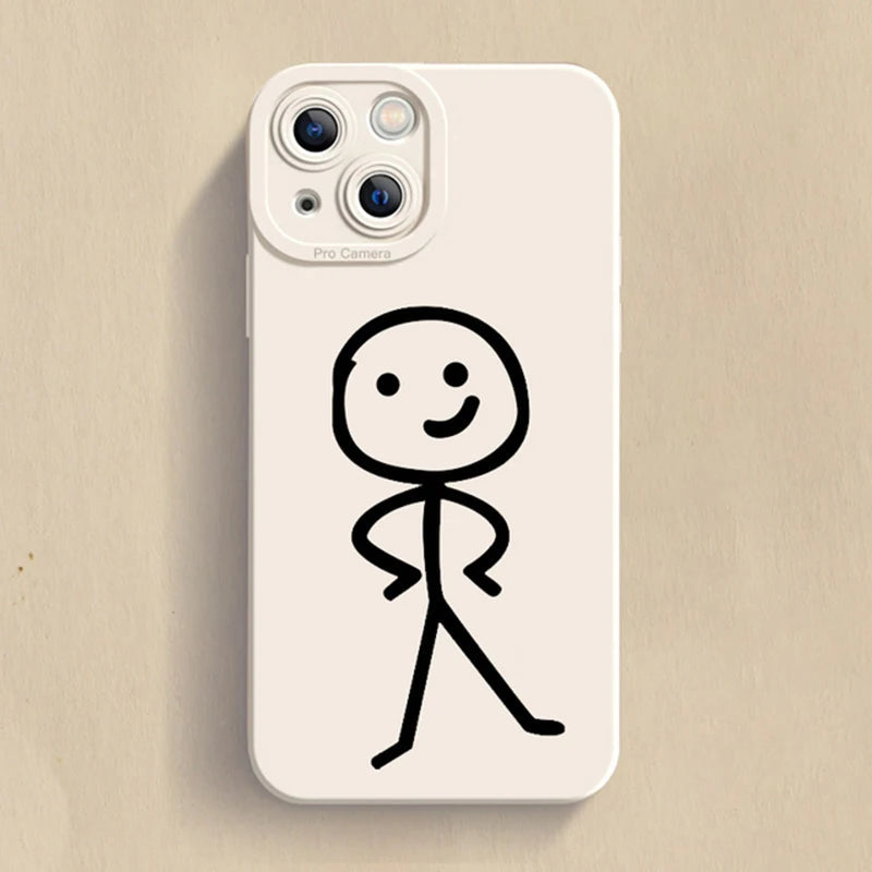 Cartoon Matchman Phone Case For iPhone 11 12 13 14 15 Pro Max XR XS X 7 8 Plus SE 2020 Shockproof Matte Soft TPU Silicone Cover by Reinvent Yourself