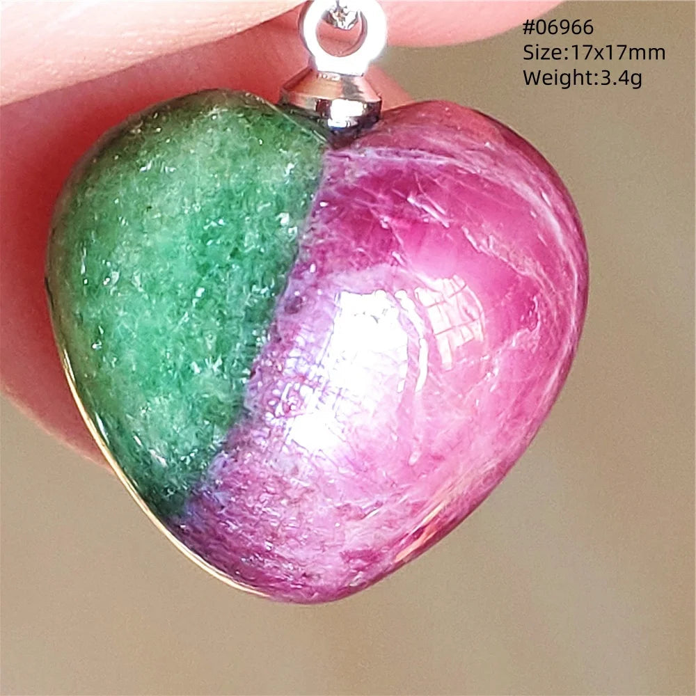 Natural Red Ruby Pendant Jewelry Love Heart Watermelon Ruby Zoisite Necklace Women Men 925 Sterling Silver AAAAA by Reinvent Yourself