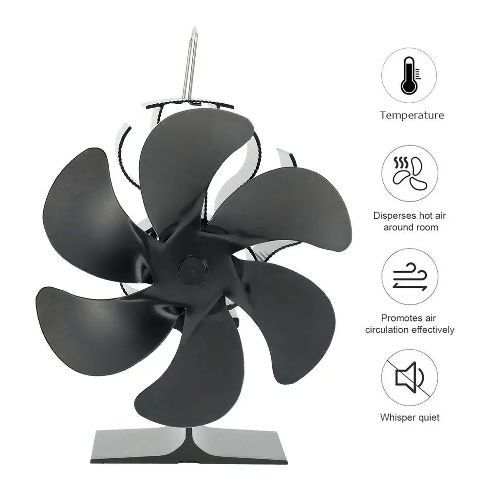 4/5/6 Blades Heat Powered Stove Fan Log Wood Burner Eco-fan Quiet Fireplace Fan Winter Warm Home Heater Efficient Heat Distribu by Reinvent Yourself