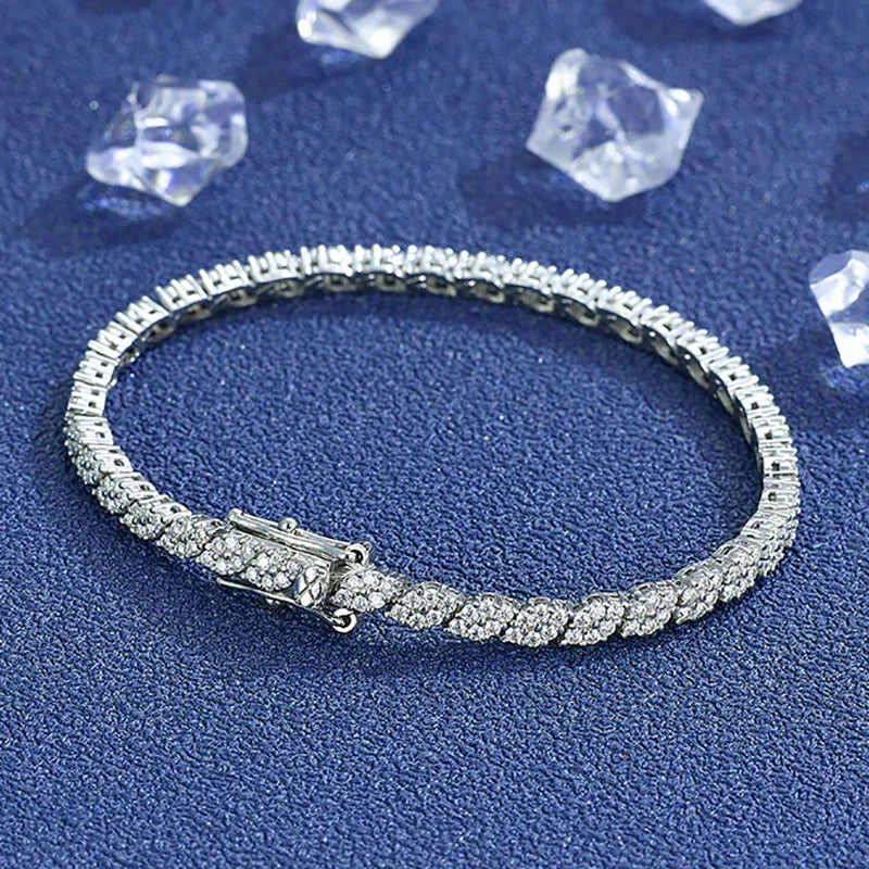 NKHOG Full Moissanite Tennis Bracelets S925 Silver Sparkling Diamond Women Men Party Wedding Bangles Jewelry Gifts GRA Certified by Reinvent Yourself