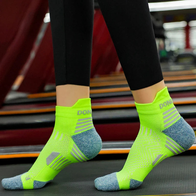 3 Pairs Marathon Socks Men Women Professional Sport Ankle Running Socks Thickened Cushioned Tube Low Cut Fitness Short Sock Mesh by Reinvent Yourself