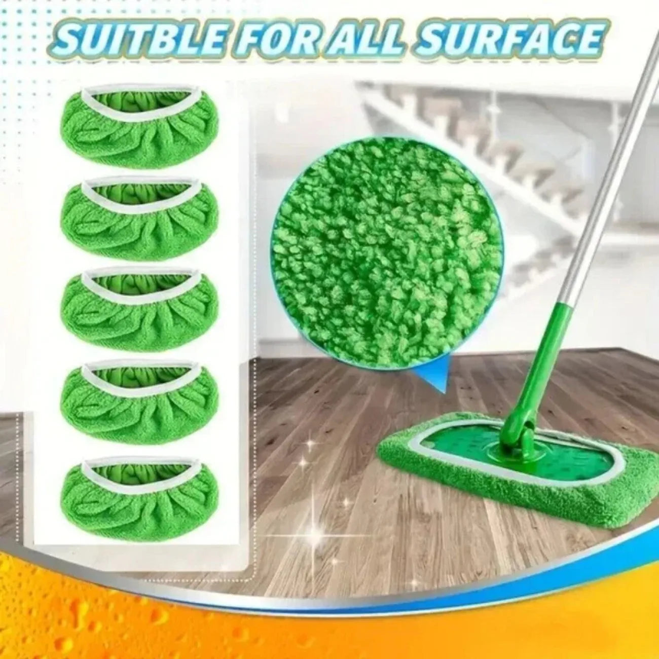 Eco-Friendly Mop Cover Set – 6-Pack Washable Flat Mop Pads for Dusting, Wet Mopping & Pet Hair Pickup, Reusable Alternative to by Reinvent Yourself