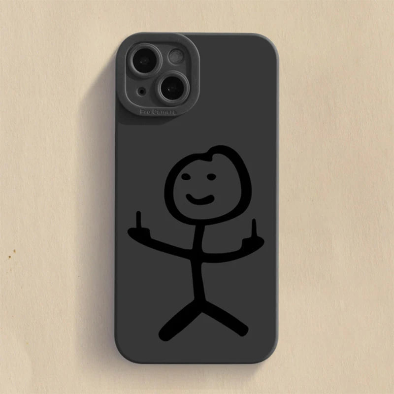 Cartoon Matchman Phone Case For iPhone 11 12 13 14 15 Pro Max XR XS X 7 8 Plus SE 2020 Shockproof Matte Soft TPU Silicone Cover by Reinvent Yourself