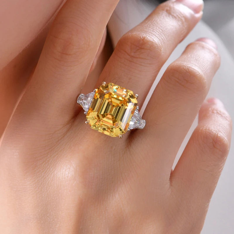 OEVAS 100% 925 Sterling Silver Sparkling 14*16mm Pink Yellow High Carbon Diamond Fine Jewelry Wedding Party Fine Jewelry Gifts by Reinvent Yourself