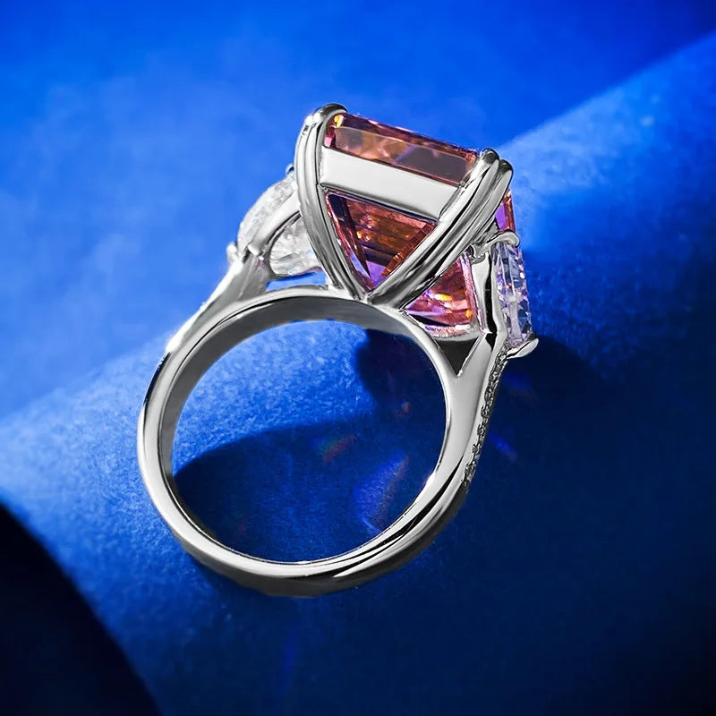 Asscher Cut 15ct Moissanite Diamond Ring 100% Real 925 Sterling Silver Party Wedding Band Rings for Women Men Engagement Jewelry by Reinvent Yourself