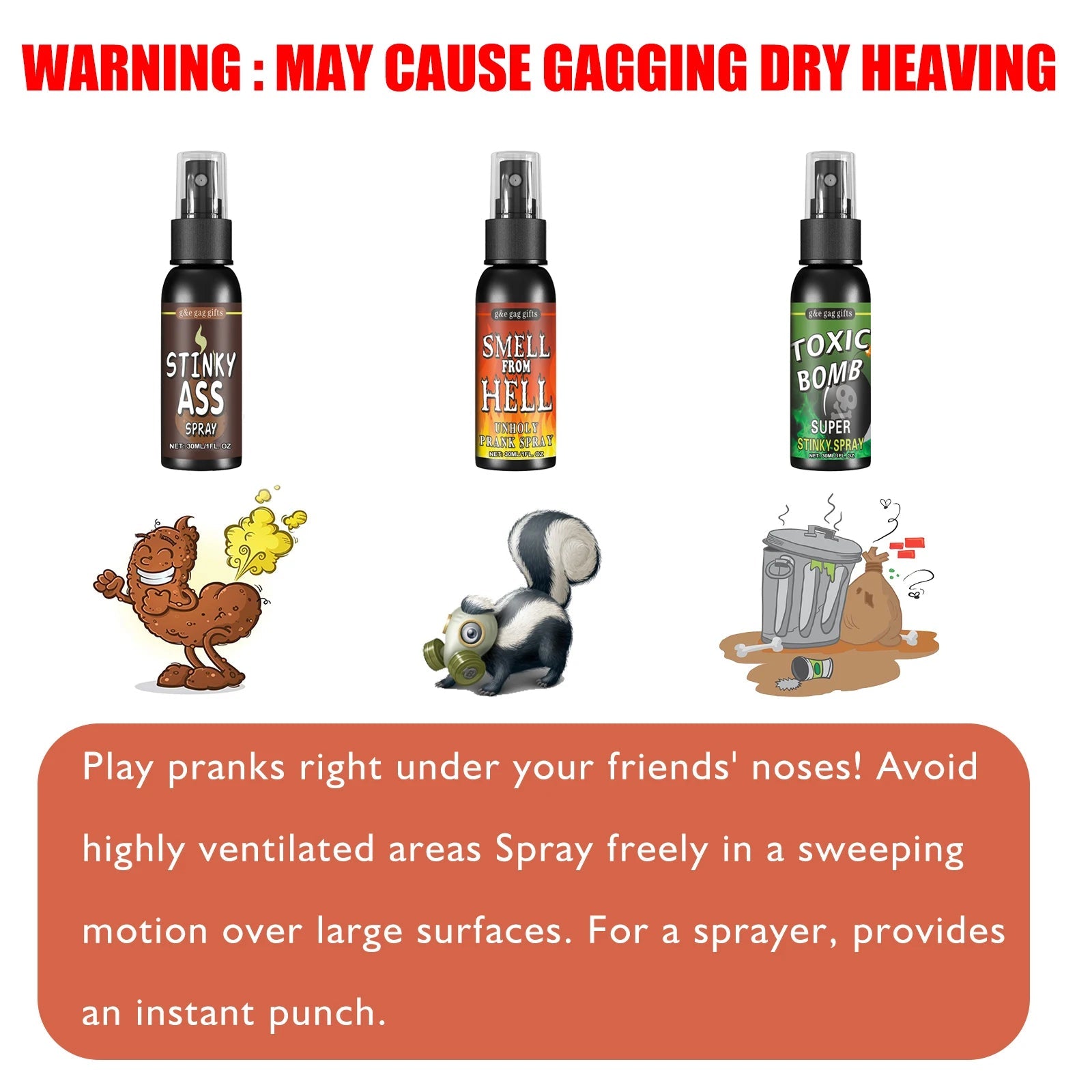 Novelties Liquid Fart Gag Prank Joke Spray Can Stink Bomb Smelly Stinky Gas Joke Sprinkle Prank Family Entertainment Supply by Reinvent Yourself