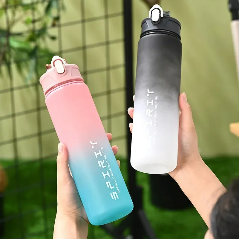 800ml/28oz Large Capacity Sports Water Bottle Leak Proof Colorful Plastic Cup Drinking Outdoor Travel Portable Gym Fitness Jugs by Reinvent Yourself
