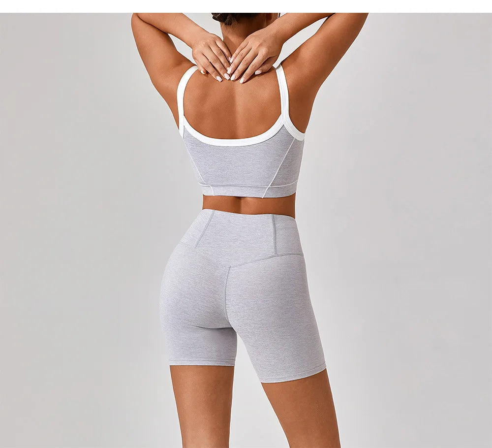 Women's 2024 New INS Network Red Same Hip Lift Body-Tight Sports Fitness One-Piece Yoga 2 Pieces Set by Reinvent Yourself