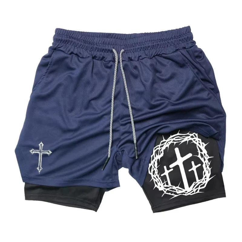 2-in-1 sports running shorts men's sports fast drying shorts sports gym performance shorts by Reinvent Yourself