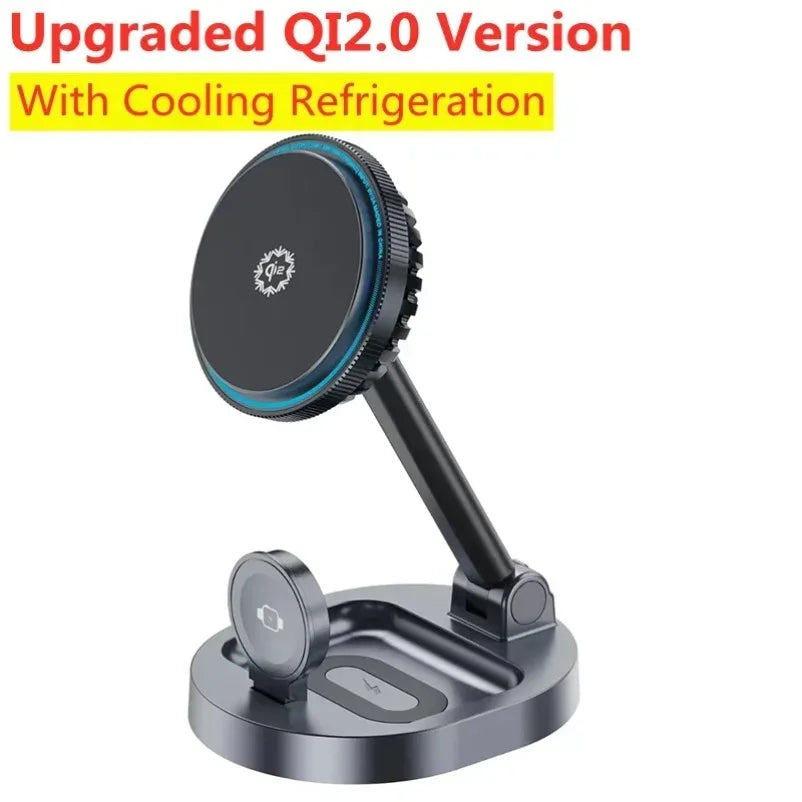3 in 1 Foldable Fast Charging Station Ice Cooling Magnetic Wireless Charger Stand For Phone 16 15 14 13 12 IWatch 9 8 7 AirPods by Reinvent Yourself