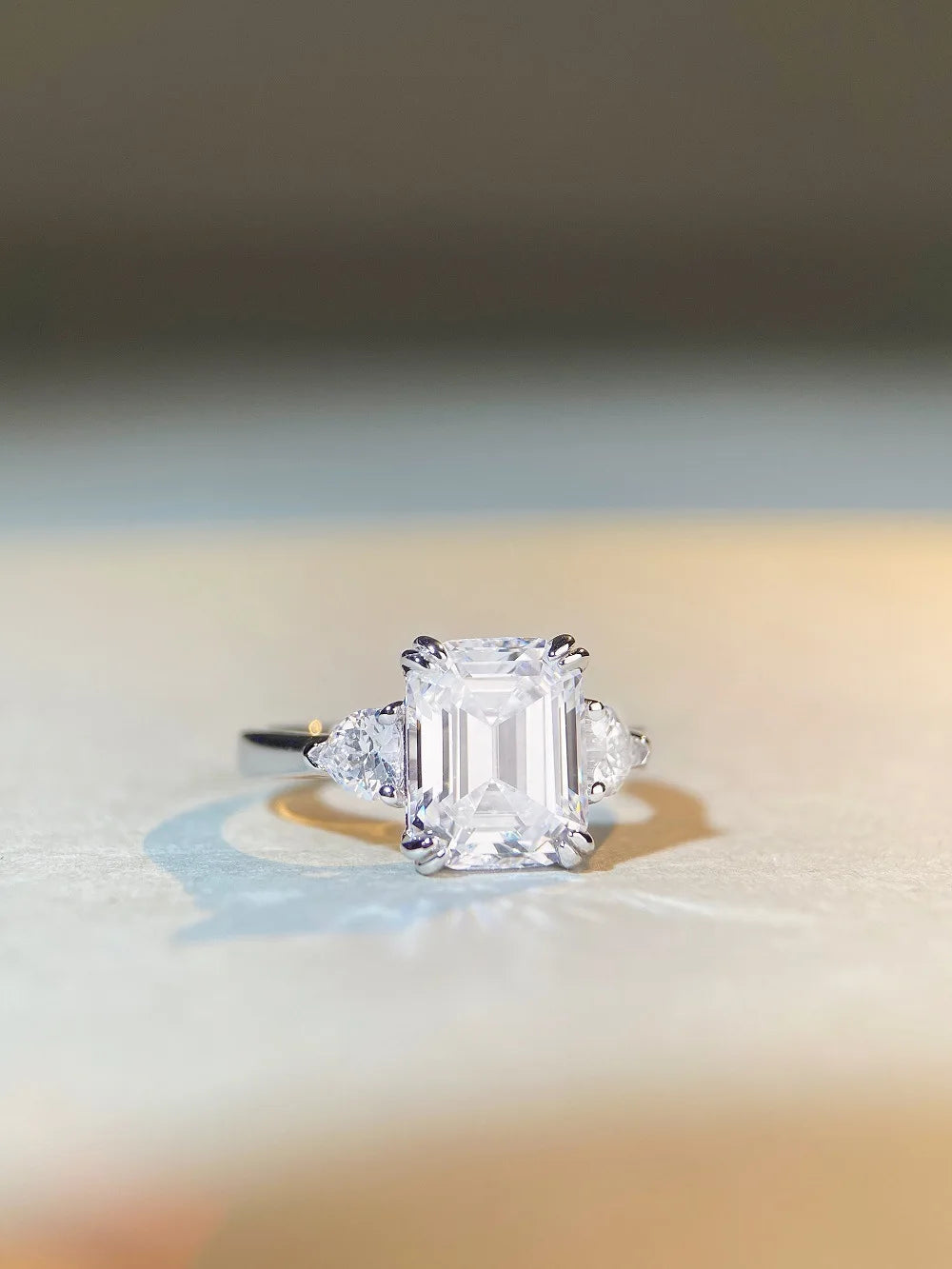 S925 Sterling Silver 4-Carat Sugar Cube Pagoda Ring Women's Premium Ladies Luxury Exquisite Gift Jewelry by Reinvent Yourself