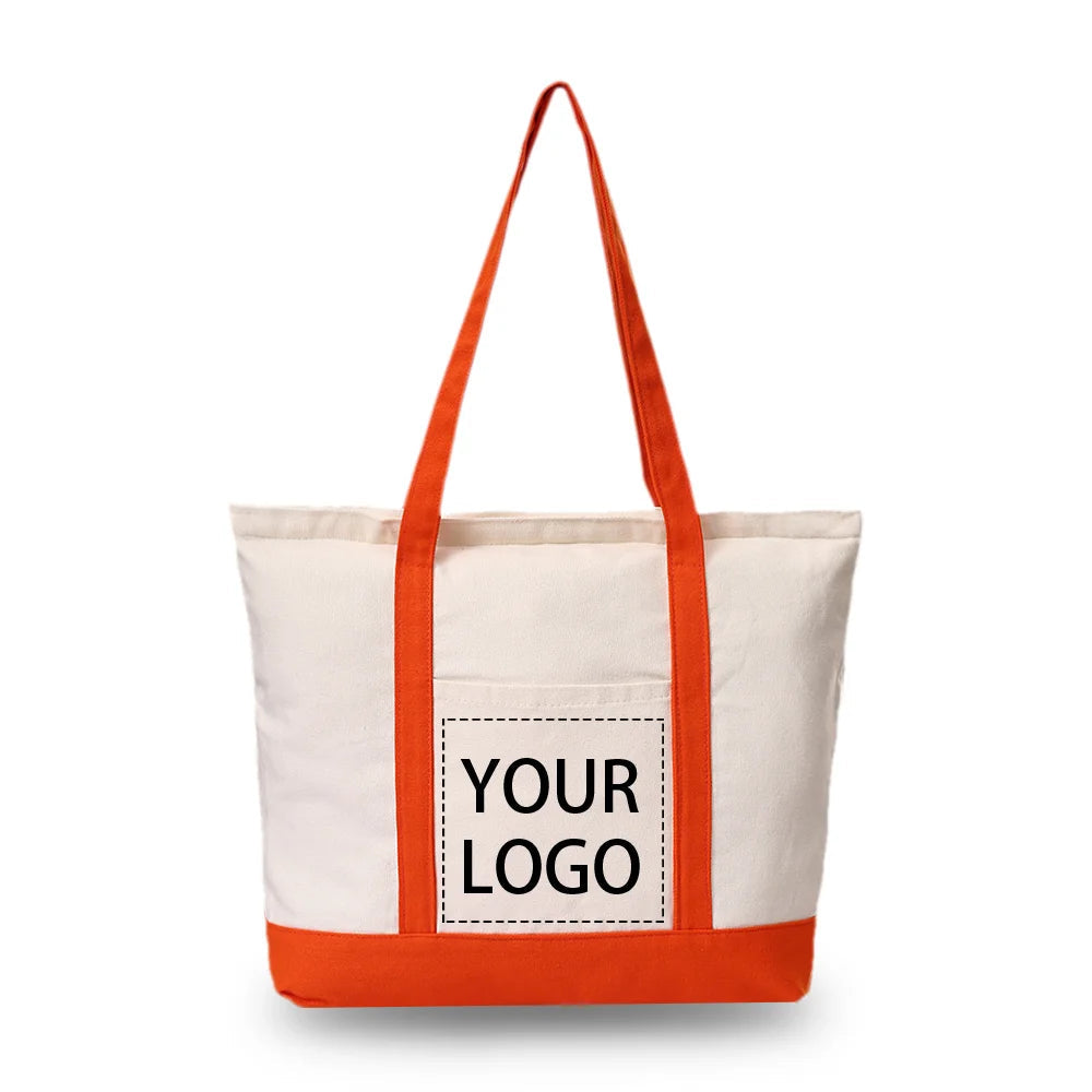 Customizable Tote Bag for Women - Reusable Cotton Canvas Grocery Bag with Logo Printing, Eco-Friendly Shoulder Handbag by Reinvent Yourself