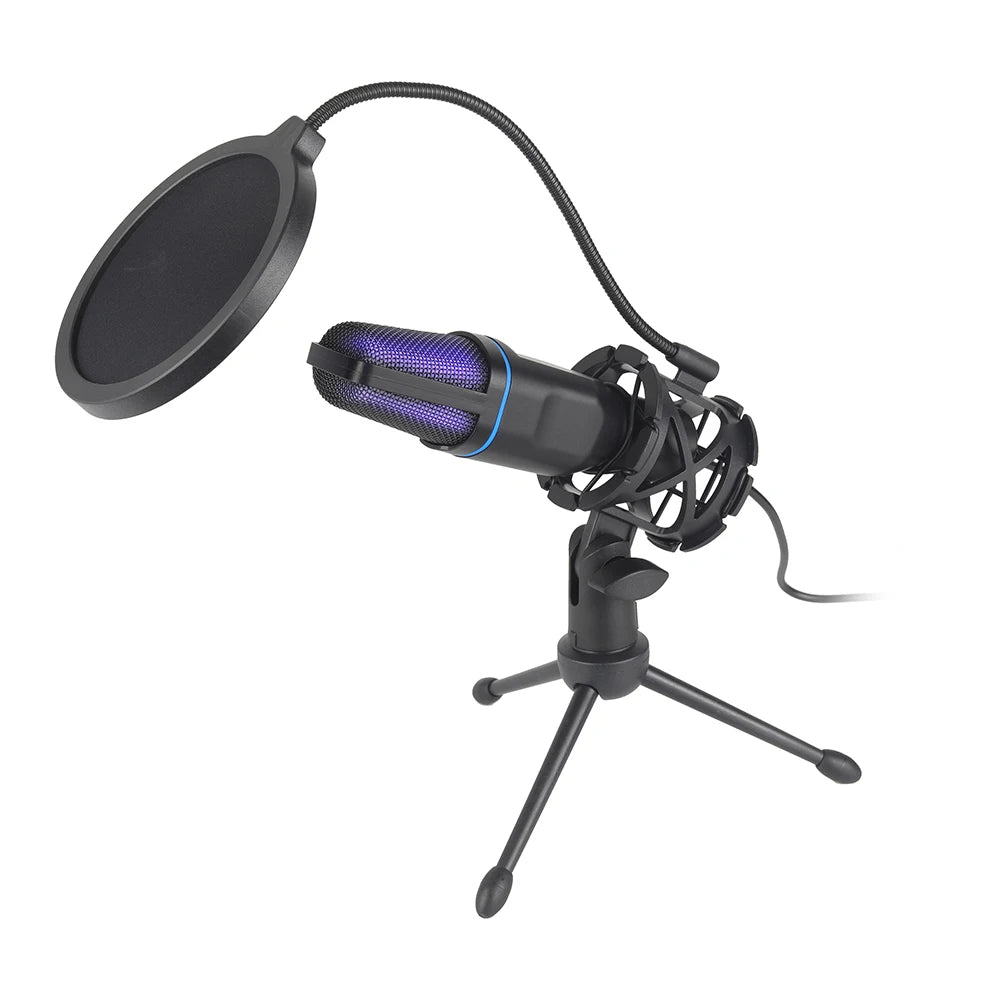 USB Microphone RGB Microfone Condensador Wire Gaming Mic for Podcast Recording Studio Streaming Laptop Desktop PC by Reinvent Yourself