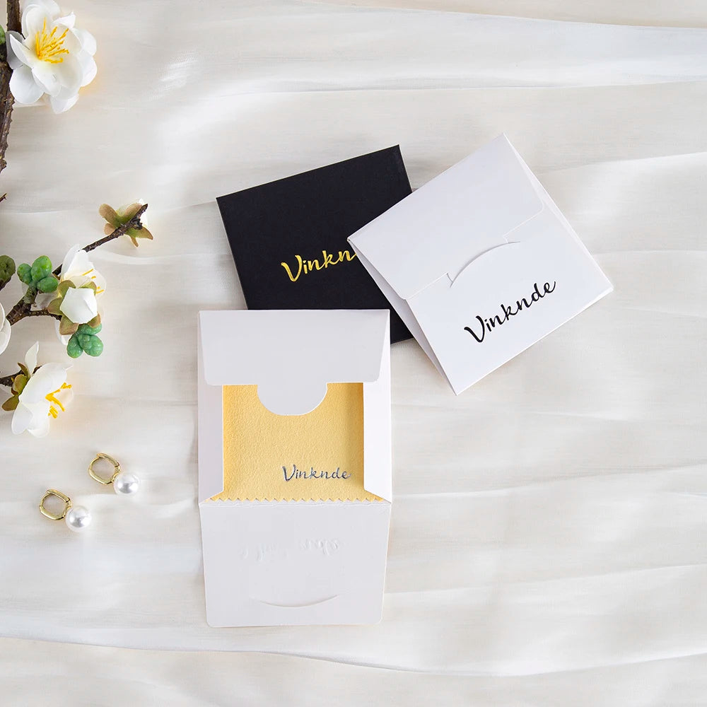 DIY Personalized Polishing Cloths Custom Jewelry Earrings Cleaning Cloth With Logo 8x8cm White Black Paper Individually packaged by Reinvent Yourself