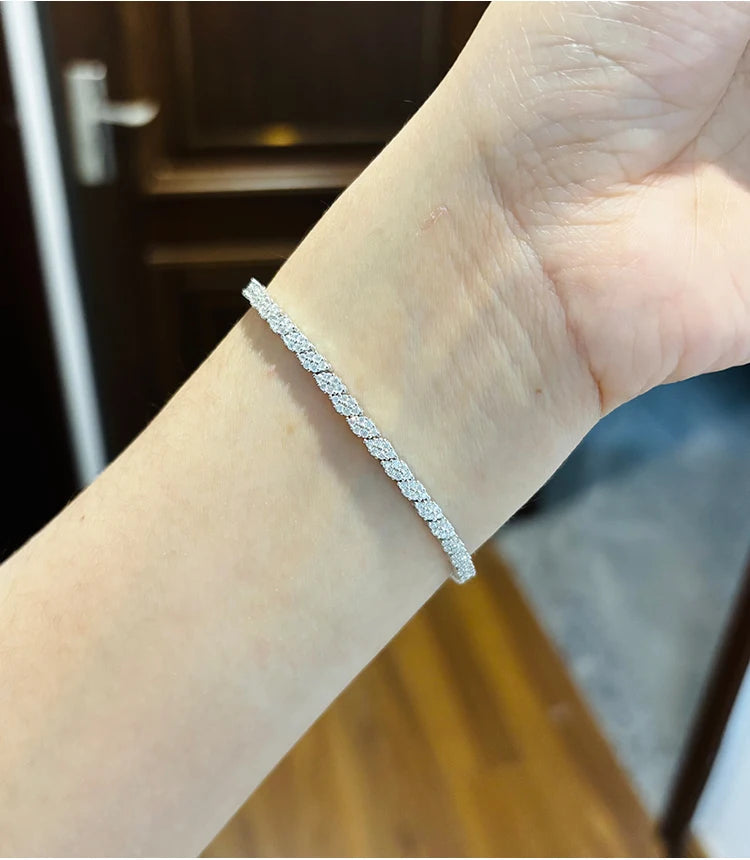 NKHOG Full Moissanite Tennis Bracelets S925 Silver Sparkling Diamond Women Men Party Wedding Bangles Jewelry Gifts GRA Certified by Reinvent Yourself