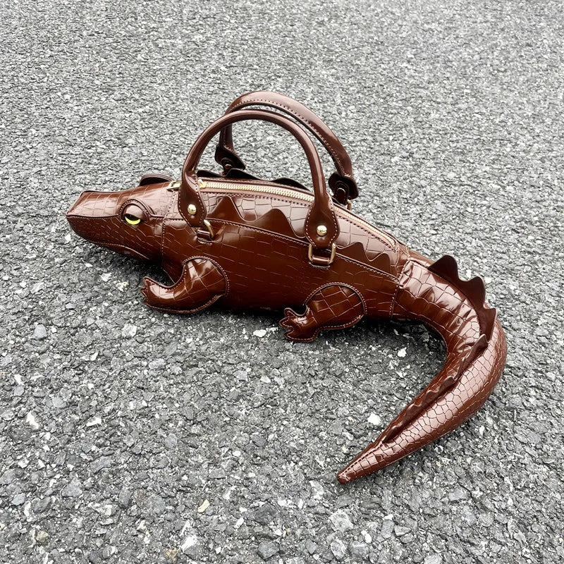 2025 Luxury Designer Unique and Creative 3D Crocodile-shaped Women's Handbags Lady Funny Handmade Tote Bag Trendy Crossbody Bag by Reinvent Yourself