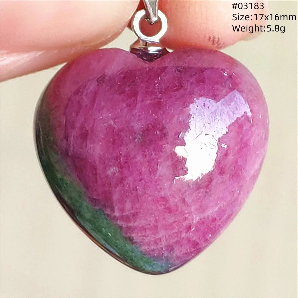Natural Red Ruby Pendant Jewelry Love Heart Watermelon Ruby Zoisite Necklace Women Men 925 Sterling Silver AAAAA by Reinvent Yourself