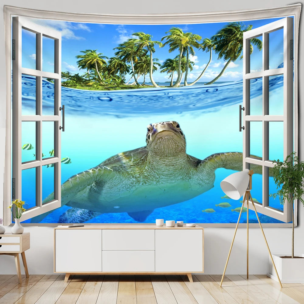 3D Window Scenery Tapestry Wall Hanging Hippie Tapiz Art Boho Natural Simple Bedroom Dorm Home Decor by Reinvent Yourself