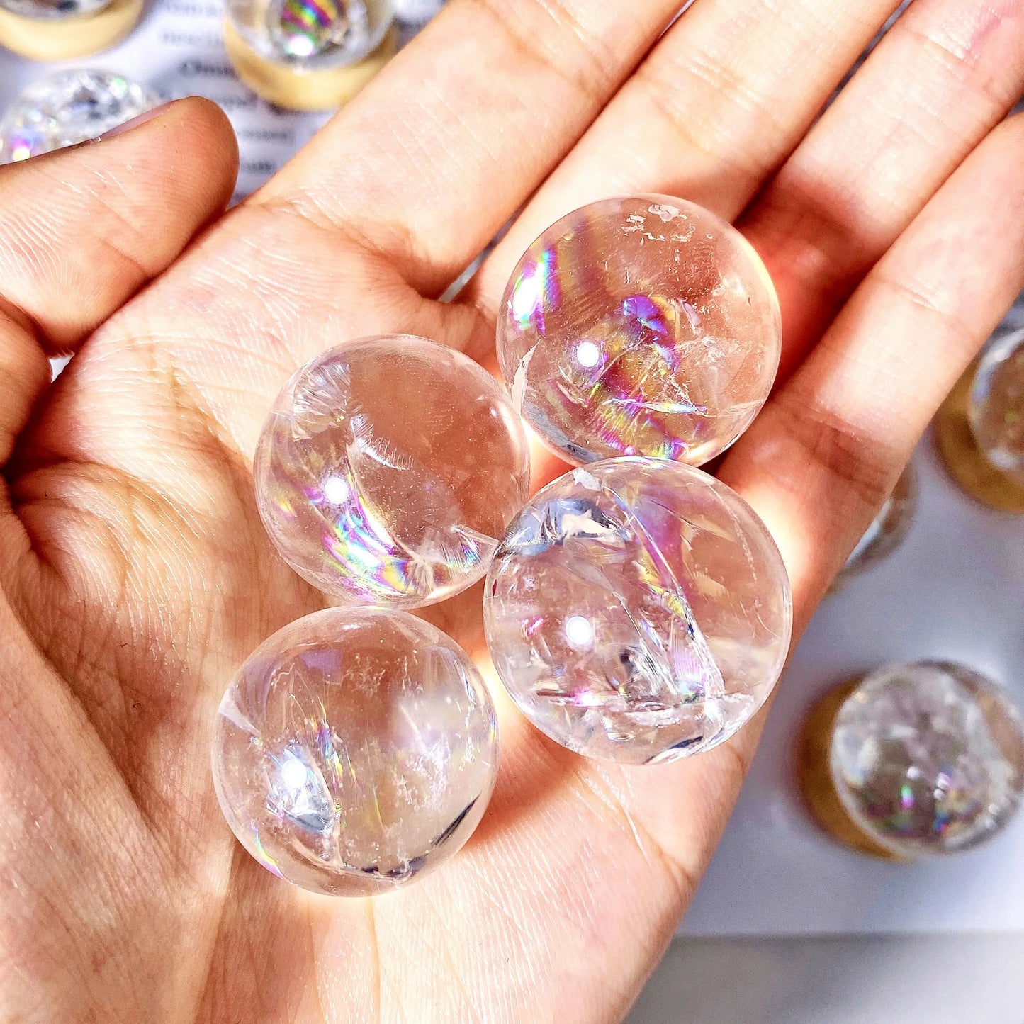 1PC Random Crackle Rainbow Clear Quartz Sphere Natural Crystal,Gemstone Jewelry,Glitter,Healing crystal,Birthday gift,Women gift