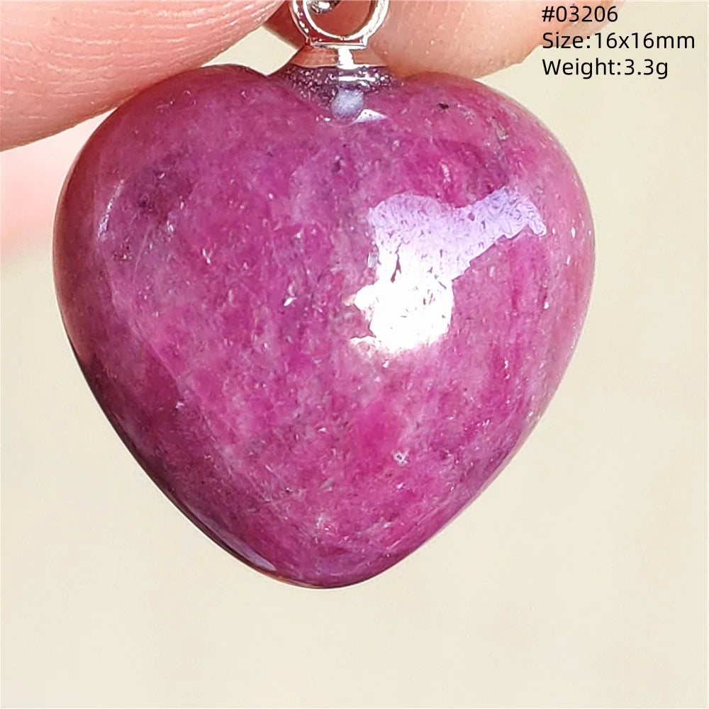 Natural Red Ruby Pendant Jewelry Love Heart Watermelon Ruby Zoisite Necklace Women Men 925 Sterling Silver AAAAA by Reinvent Yourself